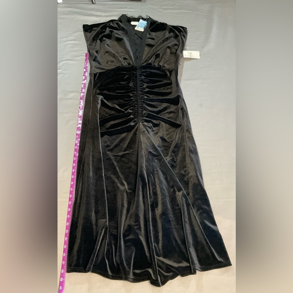 Vintage Jonathan Martin Studio Black Velour Midi Dress - Picture 5 of 5